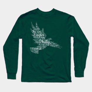 Philly birds script white word art football Long Sleeve T-Shirt